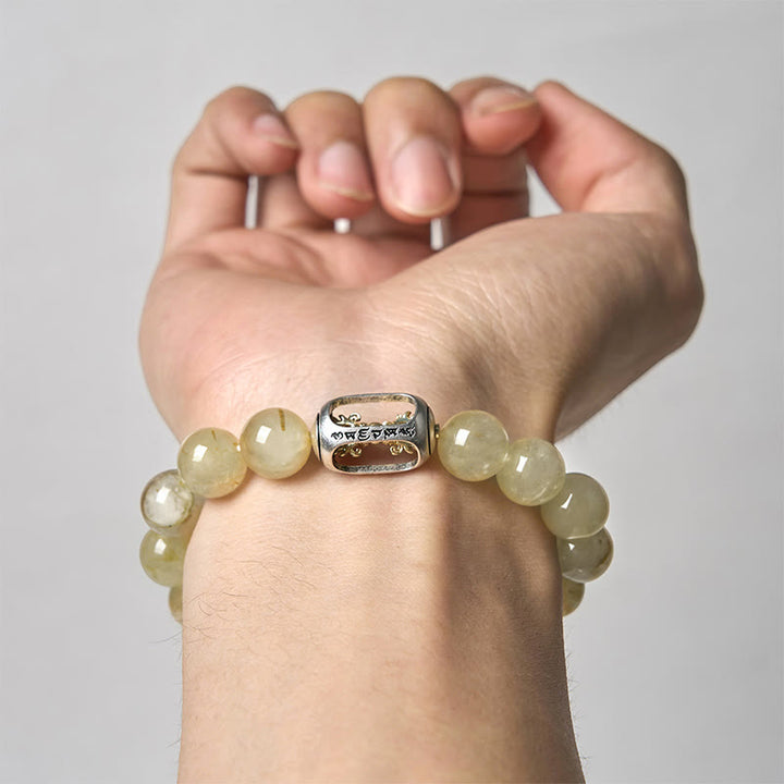 Bracciale della prosperità Om Mani Padme Hum Buddha Stones e citrino naturale - image 3