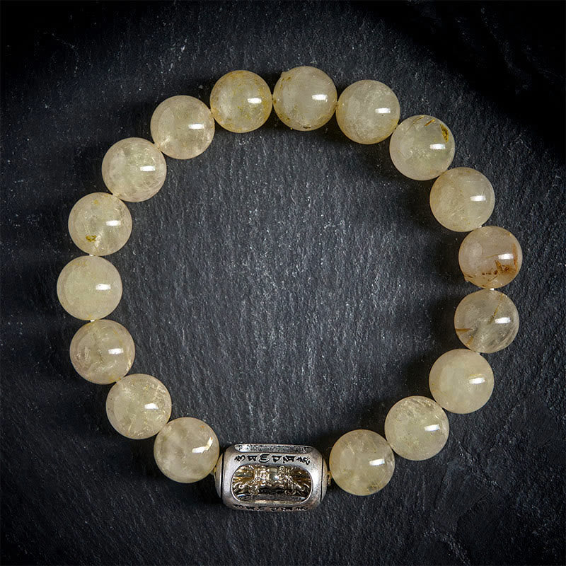 Bracciale della prosperità Om Mani Padme Hum Buddha Stones e citrino naturale - image 1
