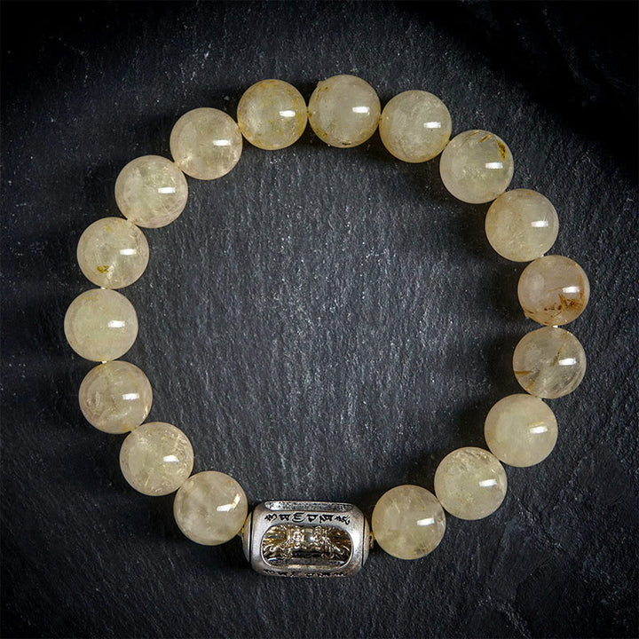 Bracciale della prosperità Om Mani Padme Hum Buddha Stones e citrino naturale - image 1