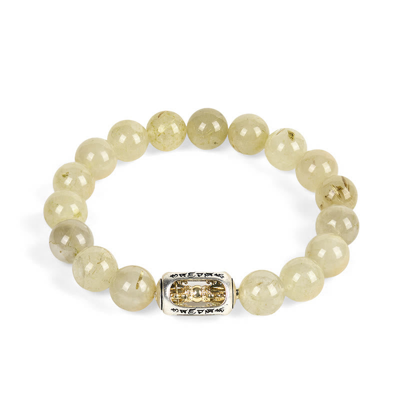 Bracciale della prosperità Om Mani Padme Hum Buddha Stones e citrino naturale - image 4
