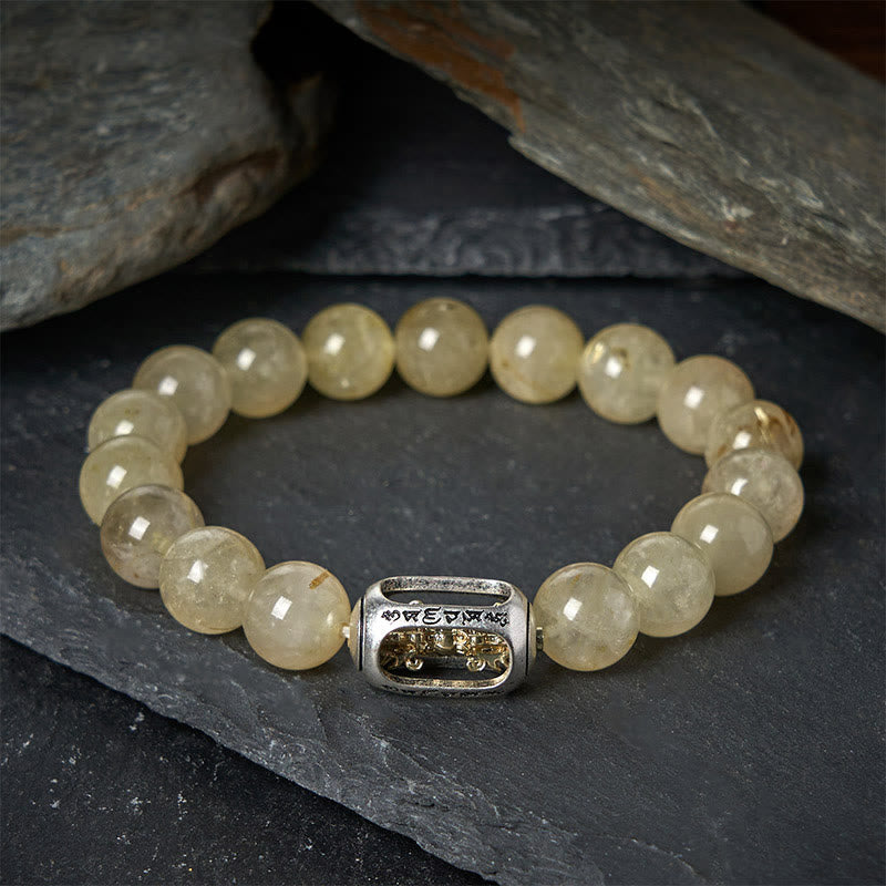 Bracciale della prosperità Om Mani Padme Hum Buddha Stones e citrino naturale - 20 centimetri - image 0