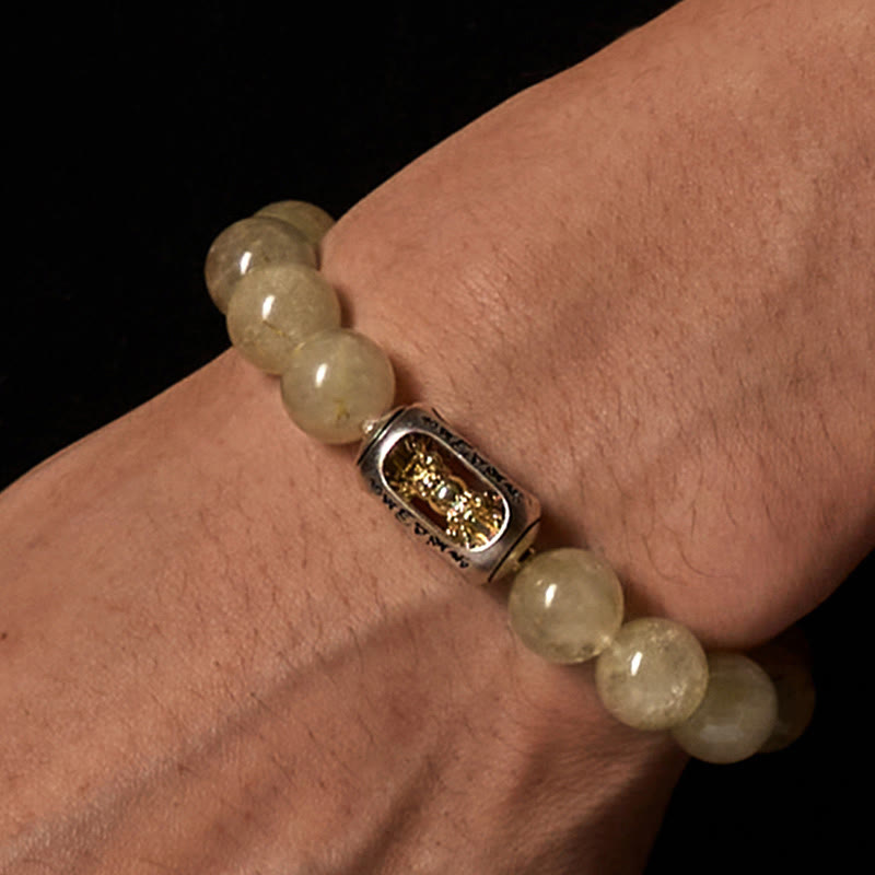 Bracciale della prosperità Om Mani Padme Hum Buddha Stones e citrino naturale - image 2