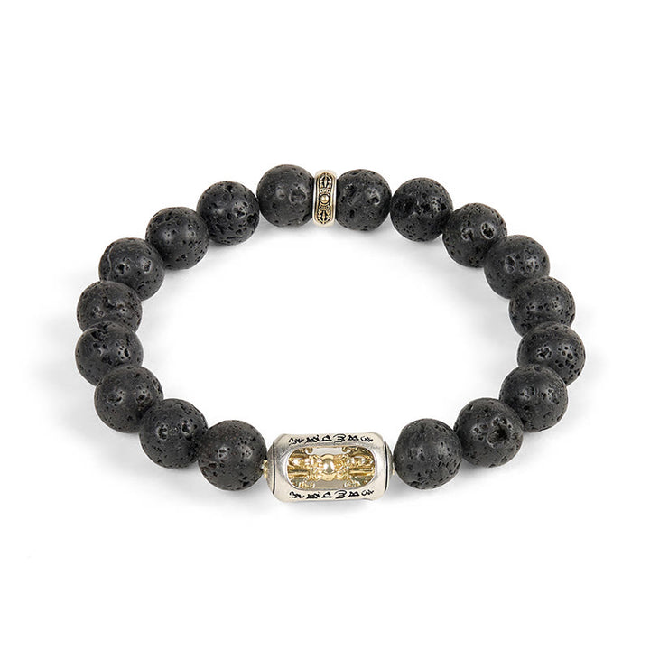 Bracciale curativo con Buddha Stones in pietra lavica naturale Om Mani Padme Hum Dorje Vajra - image 15