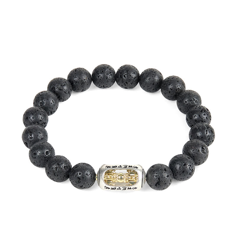 Bracciale curativo con Buddha Stones in pietra lavica naturale Om Mani Padme Hum Dorje Vajra - image 4