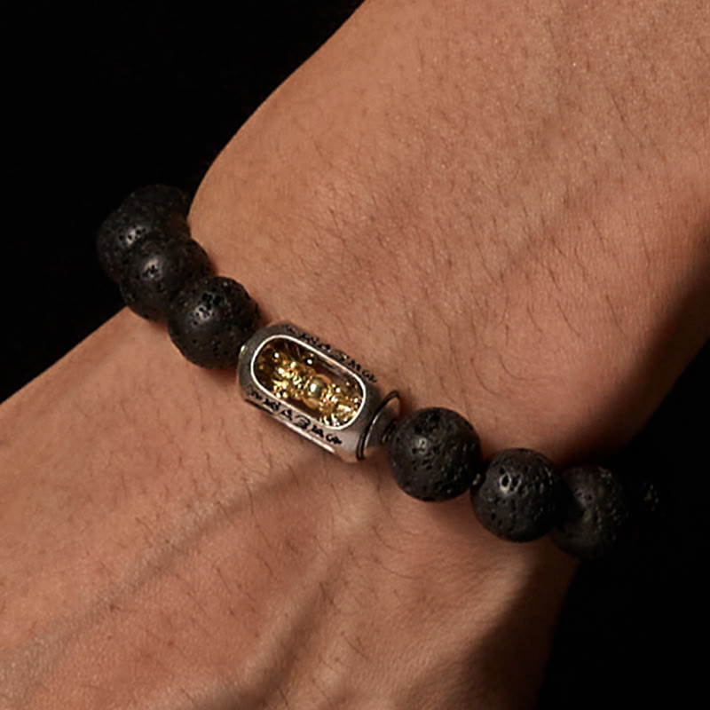 Bracciale curativo con Buddha Stones in pietra lavica naturale Om Mani Padme Hum Dorje Vajra - image 13