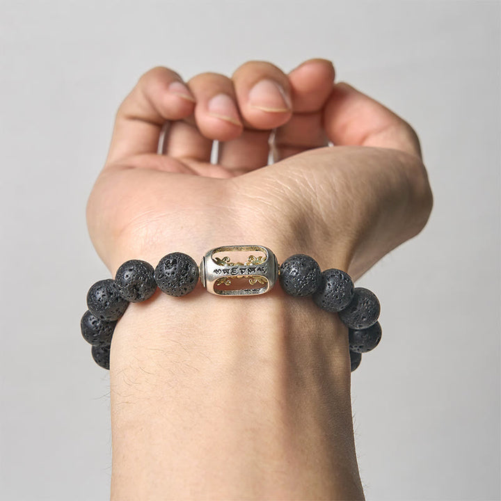Bracciale curativo con Buddha Stones in pietra lavica naturale Om Mani Padme Hum Dorje Vajra - image 14