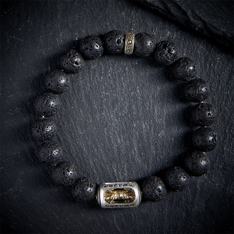 Bracciale curativo con Buddha Stones in pietra lavica naturale Om Mani Padme Hum Dorje Vajra - image 12