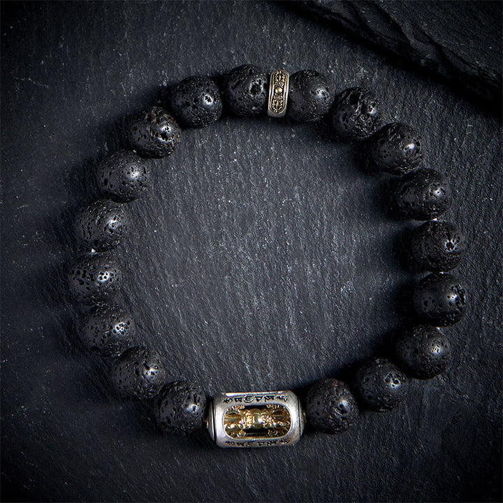 Bracciale curativo con Buddha Stones in pietra lavica naturale Om Mani Padme Hum Dorje Vajra - image 12
