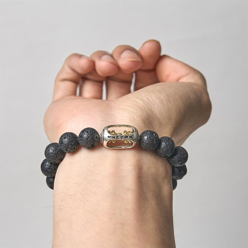 Bracciale curativo con Buddha Stones in pietra lavica naturale Om Mani Padme Hum Dorje Vajra - image 3