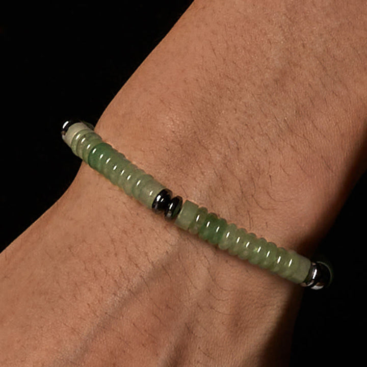 Braccialetto con corda di forza in pietra Buddha Stones, piccolo braccialetto in ossidiana nera, avventurina verde, diaspro grigio e occhio di tigre - image 15