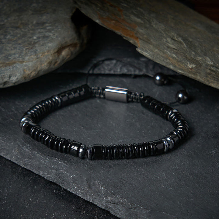 Braccialetto con corda di forza in pietra Buddha Stones, piccolo braccialetto in ossidiana nera, avventurina verde, diaspro grigio e occhio di tigre - image 8