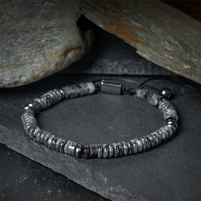 Braccialetto con corda di forza in pietra Buddha Stones, piccolo braccialetto in ossidiana nera, avventurina verde, diaspro grigio e occhio di tigre - image 1