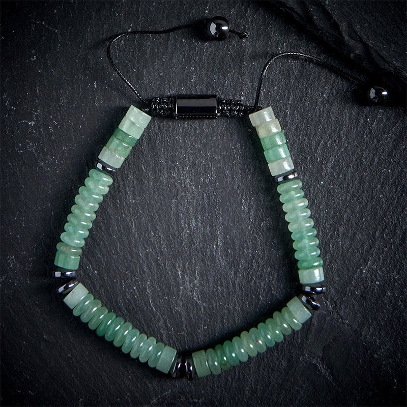 Braccialetto con corda di forza in pietra Buddha Stones, piccolo braccialetto in ossidiana nera, avventurina verde, diaspro grigio e occhio di tigre - Avventurina verde (circonferenza del polso: 15-20 cm) - image 13