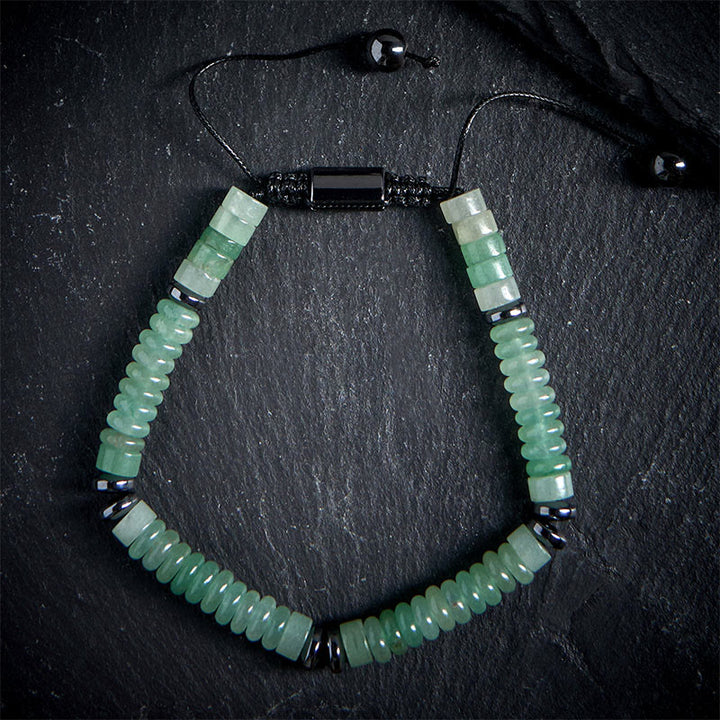 Braccialetto con corda di forza in pietra Buddha Stones, piccolo braccialetto in ossidiana nera, avventurina verde, diaspro grigio e occhio di tigre - Avventurina verde (circonferenza del polso: 15-20 cm) - image 13