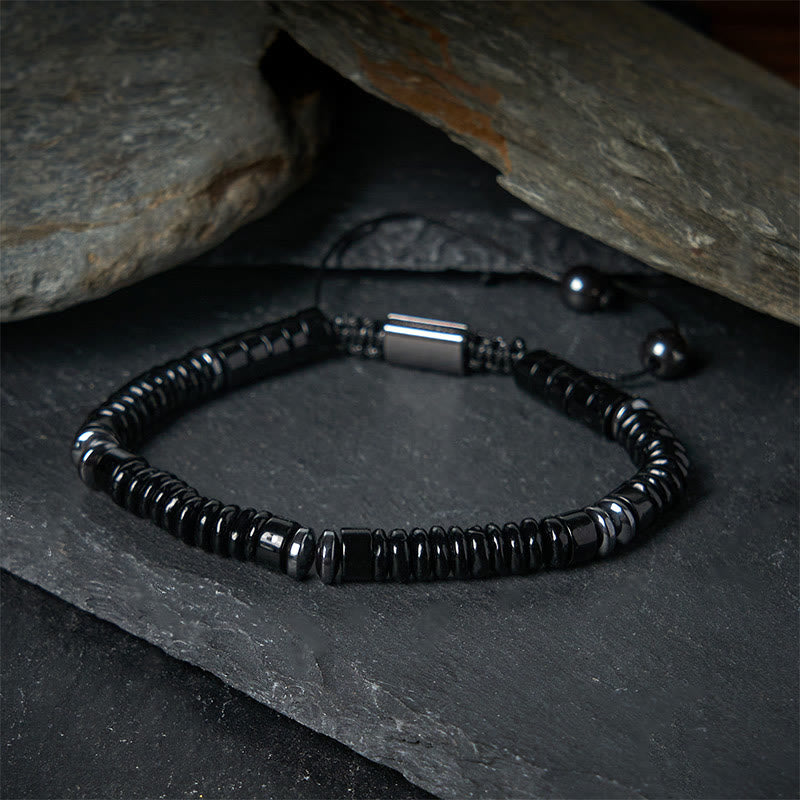 Braccialetto con corda di forza in pietra Buddha Stones, piccolo braccialetto in ossidiana nera, avventurina verde, diaspro grigio e occhio di tigre - image 1