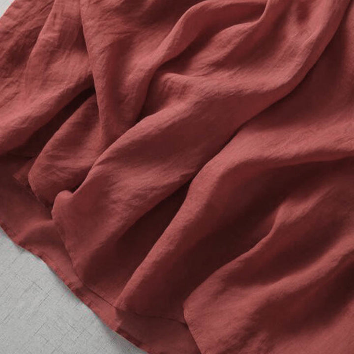 Abito midi con maniche a sbuffo, coulisse, tasche e patchwork con ricamo Buddha Stones - image 9