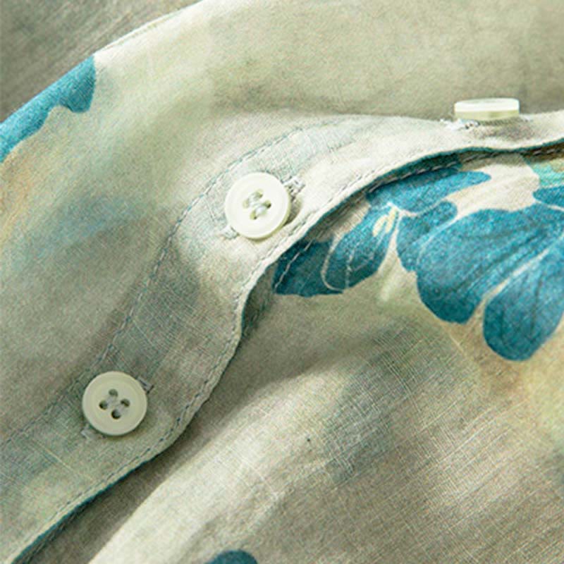 Abito midi con motivo floreale a contrasto di colore e maniche corte Buddha Stones con tasche - image 10