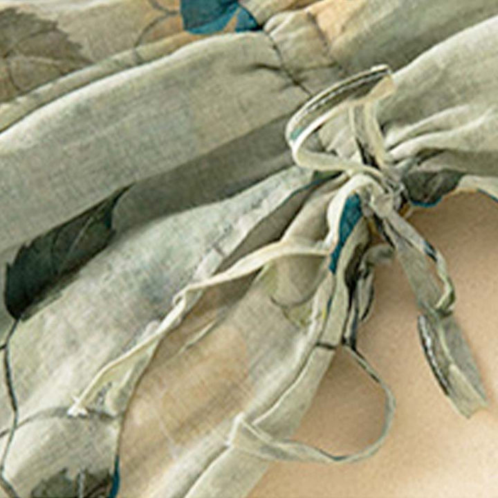 Abito midi con motivo floreale a contrasto di colore e maniche corte Buddha Stones con tasche - image 11