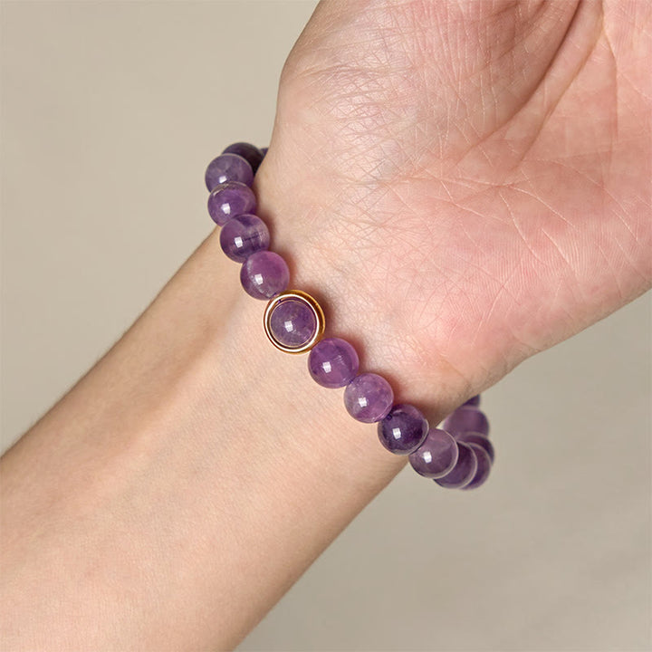 Bracciale con fibbia in perle di ametista naturale Buddha Stones Balance Releasing Stress - image 4