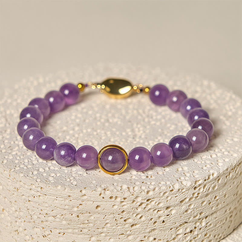 Bracciale con fibbia in perle di ametista naturale Buddha Stones Balance Releasing Stress - image 3