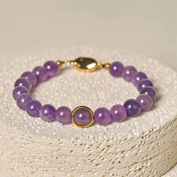 Bracciale con fibbia in perle di ametista naturale Buddha Stones Balance Releasing Stress - image 3