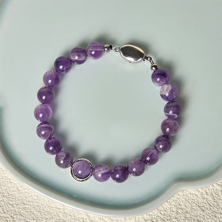 Bracciale con fibbia in perle di ametista naturale Buddha Stones Balance Releasing Stress - image 9