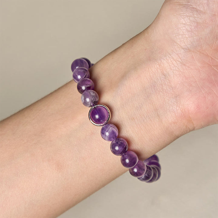 Bracciale con fibbia in perle di ametista naturale Buddha Stones Balance Releasing Stress - image 11