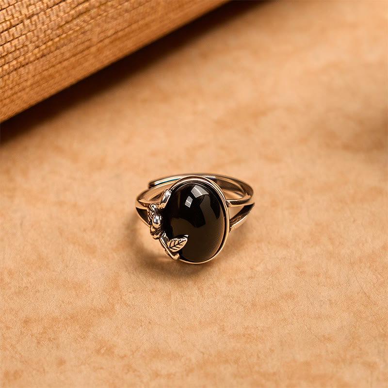 Anello regolabile per la cura di sé con fiore di rosa in rame Buddha Stones - image 1