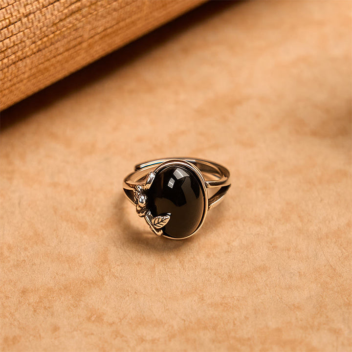 Anello regolabile per la cura di sé con fiore di rosa in rame Buddha Stones - image 1
