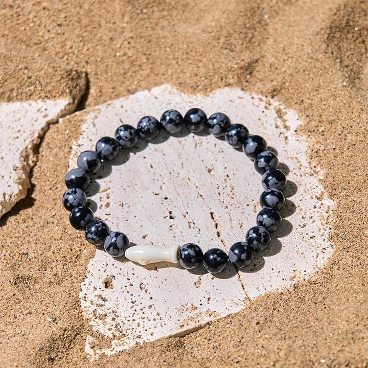 Bracciale della saggezza dello squalo in pietra di agata naturale Buddha Stones - image 1