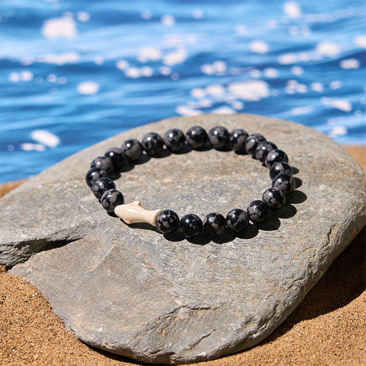 Bracciale della saggezza dello squalo in pietra di agata naturale Buddha Stones - image 2