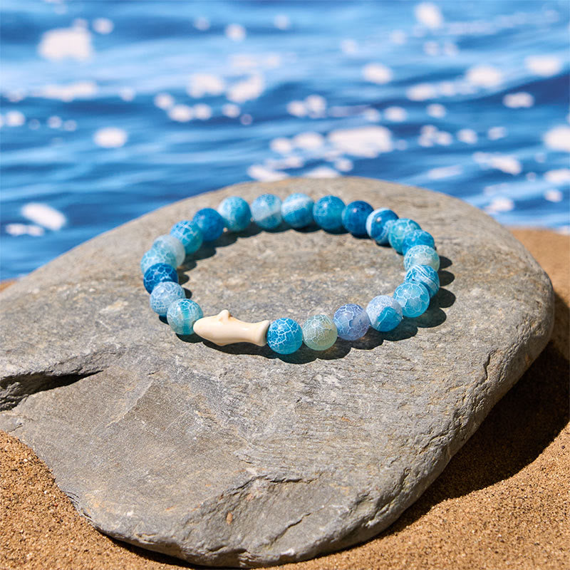 Bracciale della saggezza dello squalo in pietra di agata naturale Buddha Stones - image 5