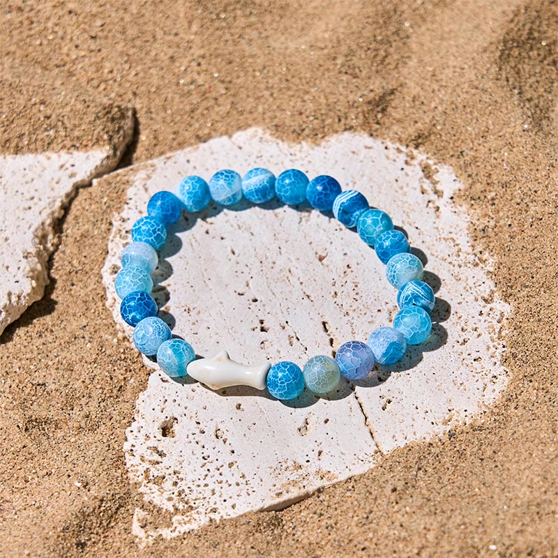 Bracciale della saggezza dello squalo in pietra di agata naturale Buddha Stones - image 6