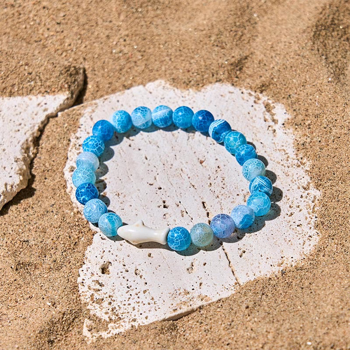 Bracciale della saggezza dello squalo in pietra di agata naturale Buddha Stones - image 6