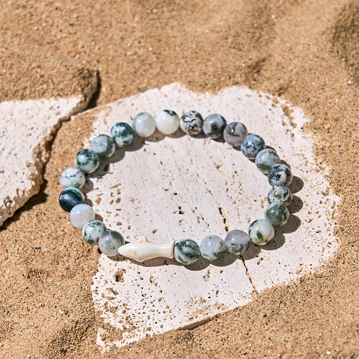Bracciale della saggezza dello squalo in pietra di agata naturale Buddha Stones - image 12