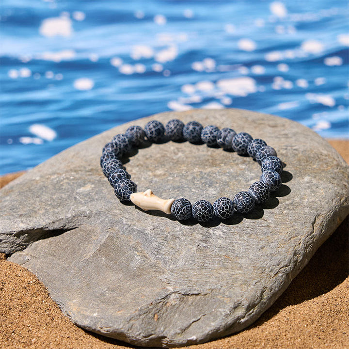 Bracciale della saggezza dello squalo in pietra di agata naturale Buddha Stones - image 9