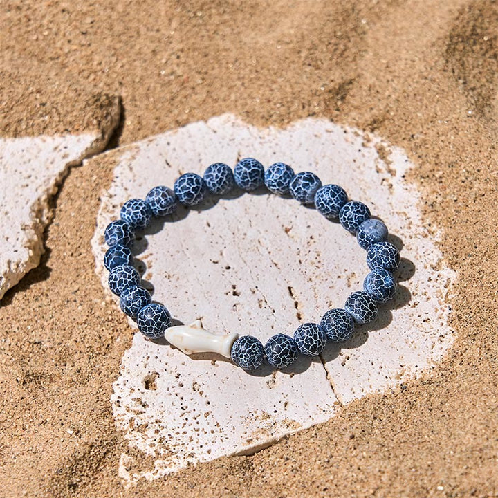 Bracciale della saggezza dello squalo in pietra di agata naturale Buddha Stones - image 8