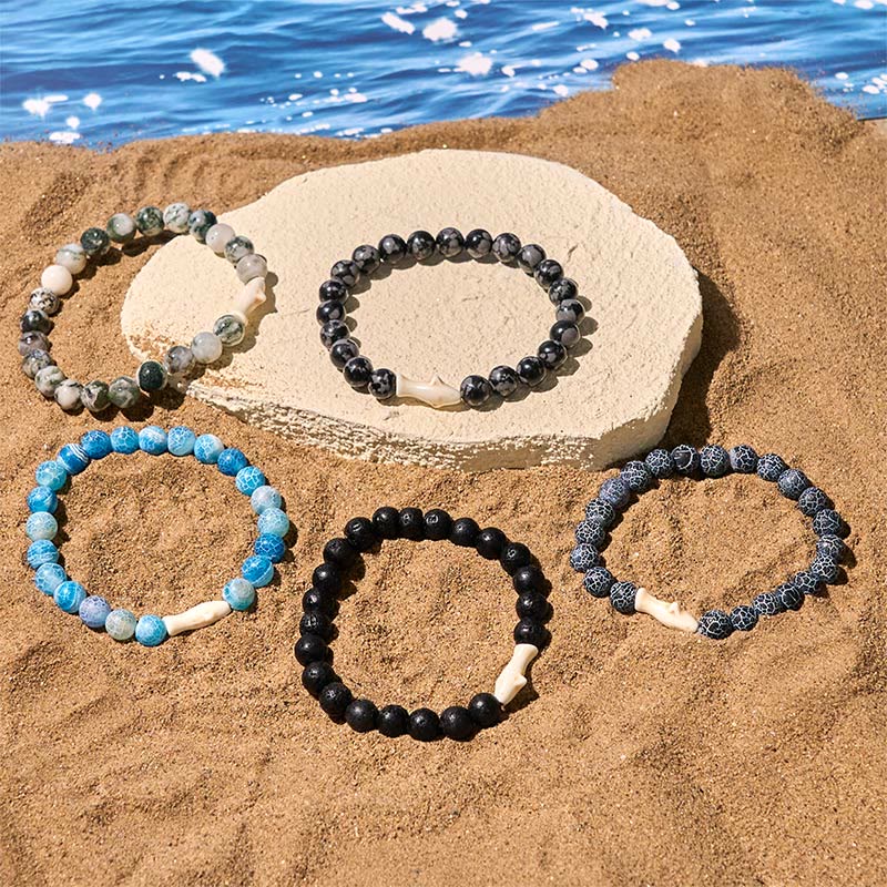 Bracciale della saggezza dello squalo in pietra di agata naturale Buddha Stones - image 19