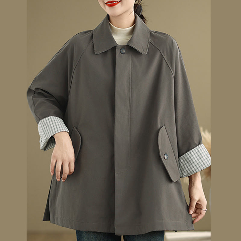 Giacca cargo da donna in cotone a maniche lunghe con tasca e toppe semplici Buddha Stones - image 6