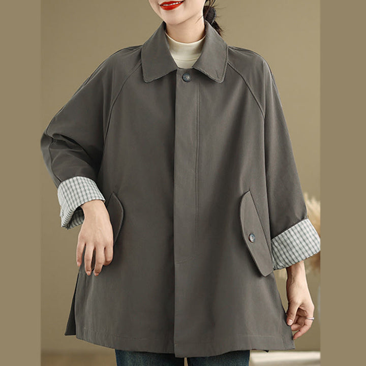Giacca cargo da donna in cotone a maniche lunghe con tasca e toppe semplici Buddha Stones - image 6