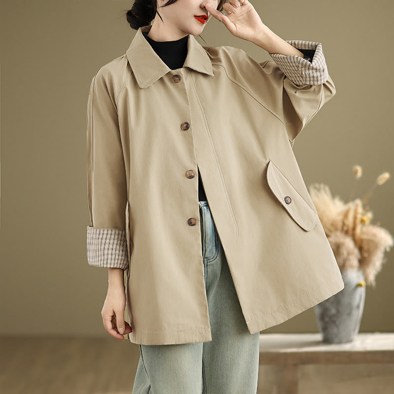 Giacca cargo da donna in cotone a maniche lunghe con tasca e toppe semplici Buddha Stones - PaleGoldenrod - US12, UK/AU16, EU44 (XL) - image 10