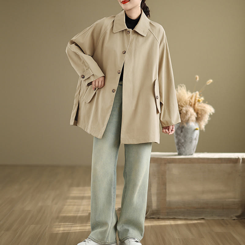 Giacca cargo da donna in cotone a maniche lunghe con tasca e toppe semplici Buddha Stones - image 15