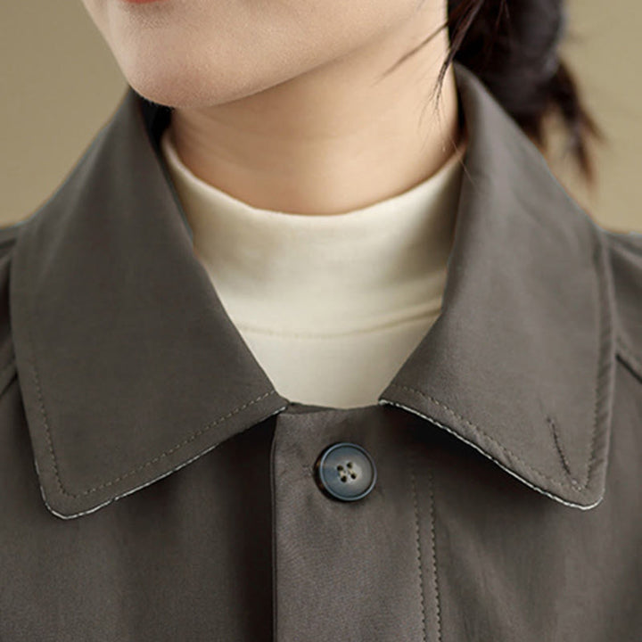 Giacca cargo da donna in cotone a maniche lunghe con tasca e toppe semplici Buddha Stones - image 7