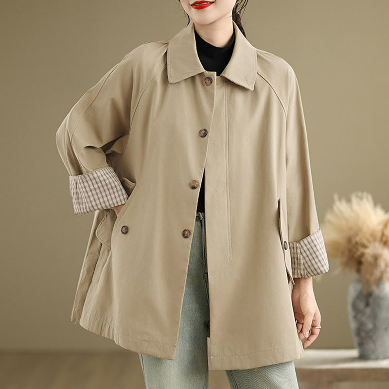 Giacca cargo da donna in cotone a maniche lunghe con tasca e toppe semplici Buddha Stones - image 12