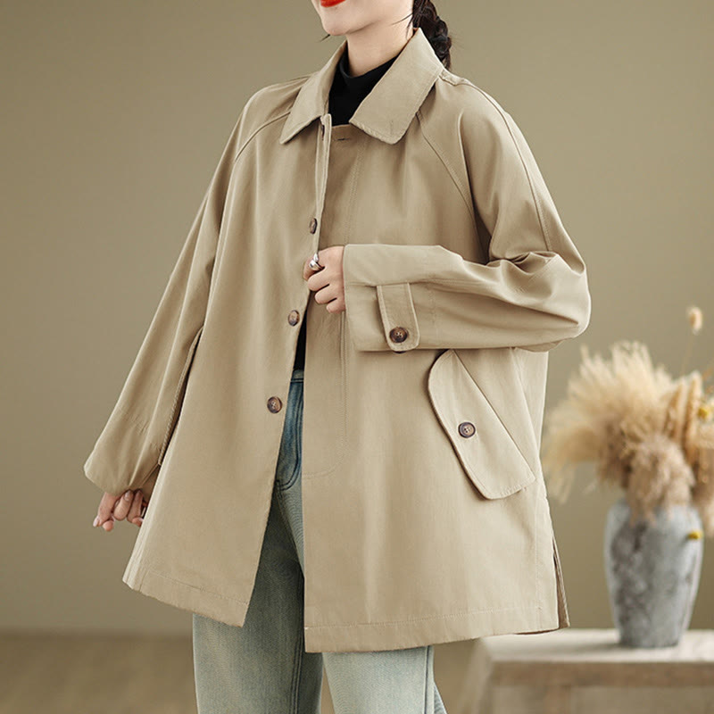 Giacca cargo da donna in cotone a maniche lunghe con tasca e toppe semplici Buddha Stones - image 13