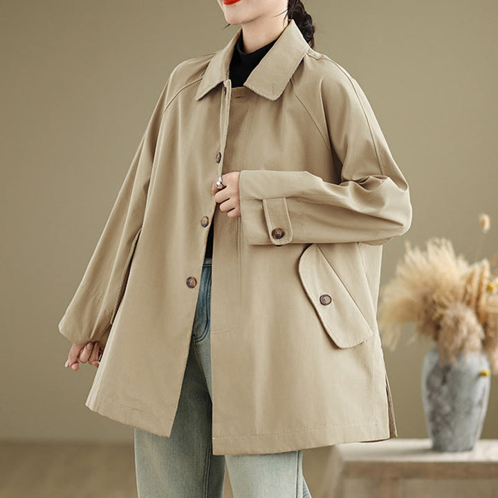 Giacca cargo da donna in cotone a maniche lunghe con tasca e toppe semplici Buddha Stones - image 13