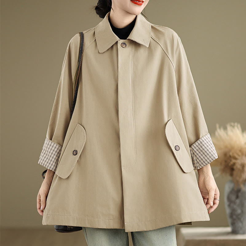 Giacca cargo da donna in cotone a maniche lunghe con tasca e toppe semplici Buddha Stones - image 14