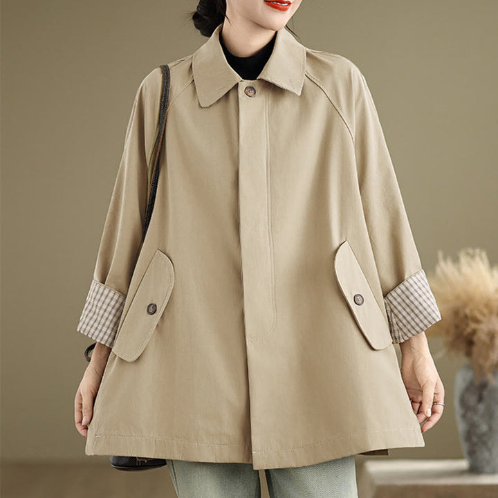 Giacca cargo da donna in cotone a maniche lunghe con tasca e toppe semplici Buddha Stones - image 14