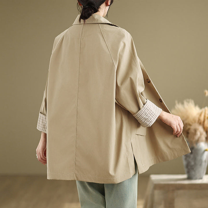 Giacca cargo da donna in cotone a maniche lunghe con tasca e toppe semplici Buddha Stones - image 11