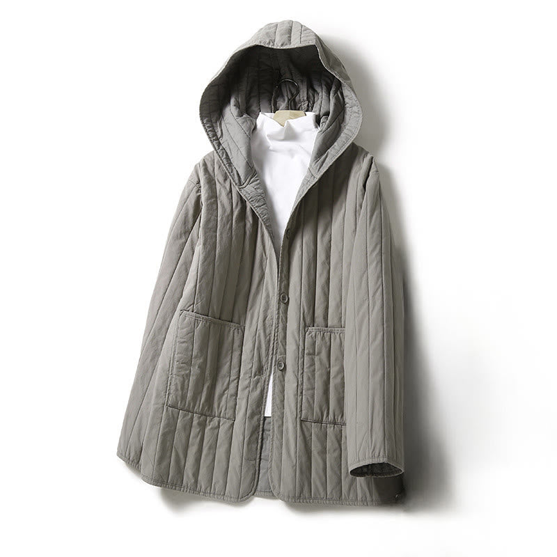Giacca con cappuccio in cotone a maniche lunghe con tasca e motivo a cordoncino Buddha Stones da donna - Grigio scuro - US8-10, UK/AU12-14, EU40-42 (2XL) - image 6